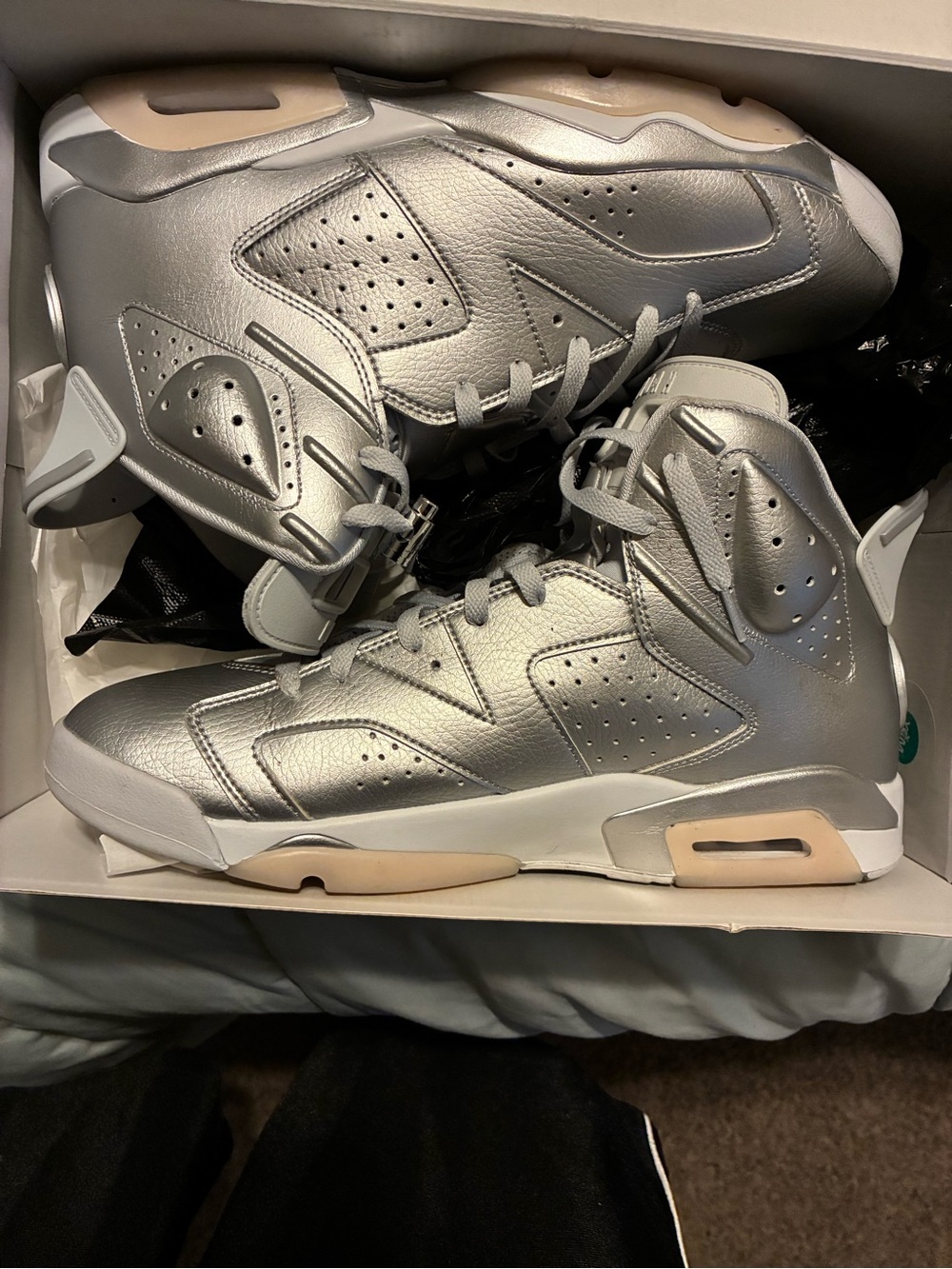 Jordan Men’s Metallic Silver High-Top Sneakers